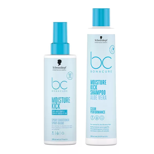 Schwarzkopf BC Moisture Kick, zestaw nawilżający do włosów suchych, szampon 250ml + odżywka w sprayu 200ml