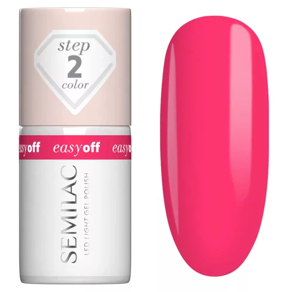 Semilac Easy Off Led Light, utwardzany lakier do paznokci do usunięcia zmywaczem, L25 Neon Pink, 7ml