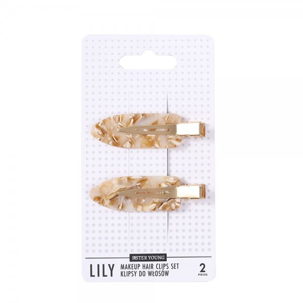 Sister Young Lily klipsy do włosów do makijażu Milk Apricot 2szt
