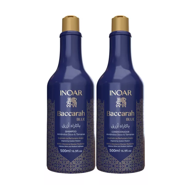 INOAR Baccarah Duo, odżywiający i wygładzający zestaw do włosów, szampon + odżywka, 2x500ml