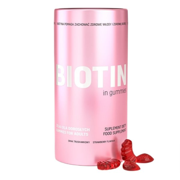 Noble Health Biotyna w żelkach suplement diety o smaku truskawkowym 60 żelków
