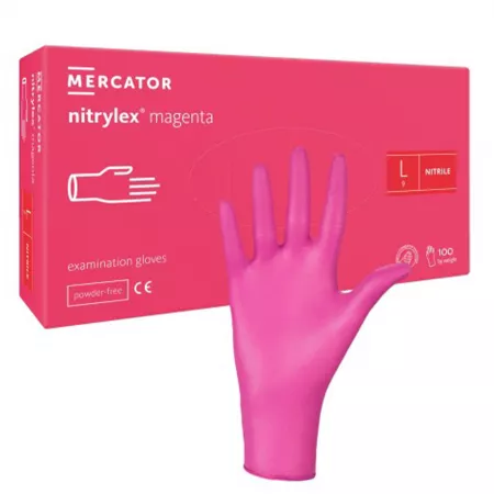 Mercator Nitrylex Magenta, rękawice nitrylowe, 100szt., rozmiar L
