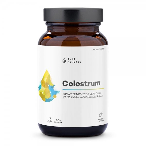 Aura Herbals Colostrum 500mg suplement diety w proszku kwaśna cytryna 66g