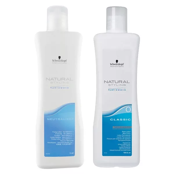 Schwarzkopf Natural Styling, zestaw do trwałej ondulacji do włosów normalnych opornych, utrwalacz + płyn 0, 2x1000ml