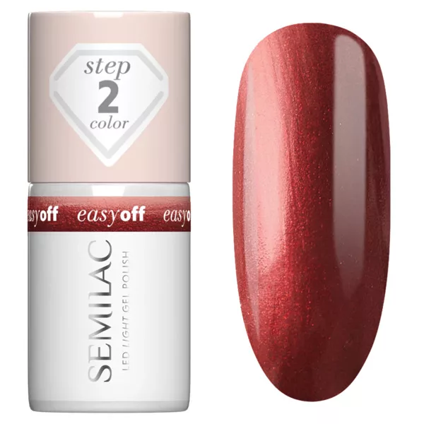 Semilac Easy Off Led Light, utwardzany lakier do paznokci do usunięcia zmywaczem, L22 Russet Red, 7ml
