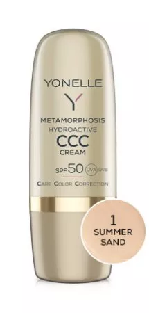 Yonelle Metamorphosis, hydroaktywny krem koloryzujący CCC, SPF 50, 1 Summer Sand, 30ml