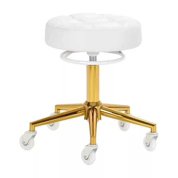 Taboret fryzjerski Gabbiano D054G biało-złoty - dostępny w 48h