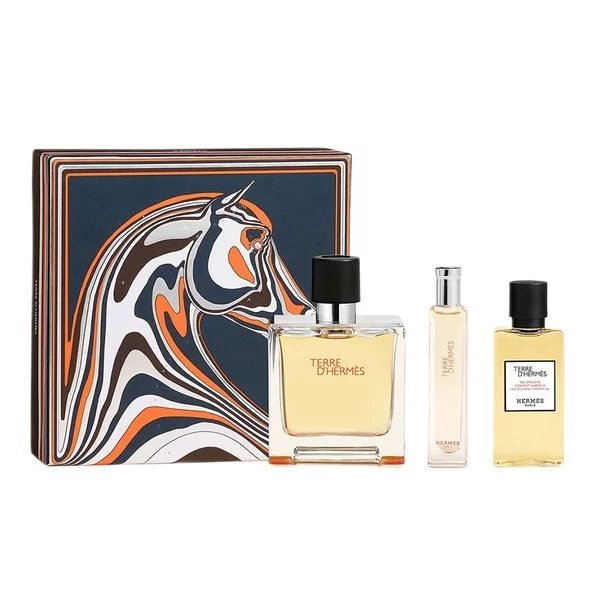 Hermes Terre D'Hermes zestaw dla mężczyzn z perfumami 75ml + mini 15ml + żel pod prysznic 40ml w pudełku prezentowym