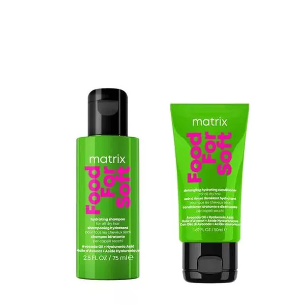 Matrix Food For Soft, zestaw intensywnie nawilżający: szampon + odżywka, travel size