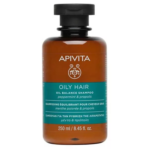 Apivita Oily Hair Oil Balance Shampoo szampon regulujący przetłuszczanie z miętą i propolisem 250ml