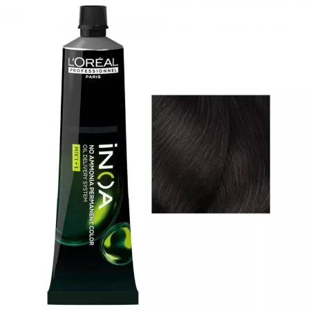 Loreal Inoa, farba do włosów w kremie bez amoniaku, 4.15, 60g