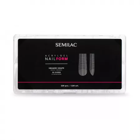 Semilac Acrylgel Nail Form, górne formy do akrylożelu w kształcie kwadratu, 120szt.