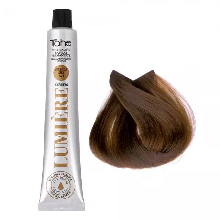 Tahe Lumiere Express, farba do włosów z keratyną i olejkiem arganowym, koloryzacja trwała, 7.44, 100ml